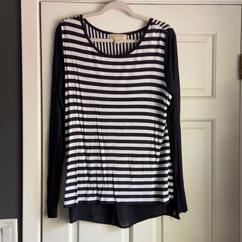 Michael Kors blue and white stripes top